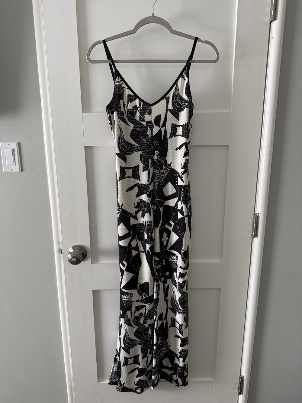 Black & White Abstract Print Slip Romper